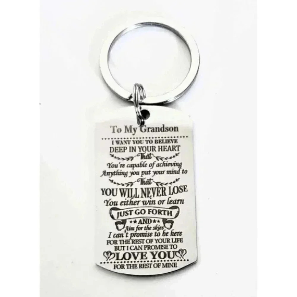 To My Grandson Love You Rest Of Mine Keychain
